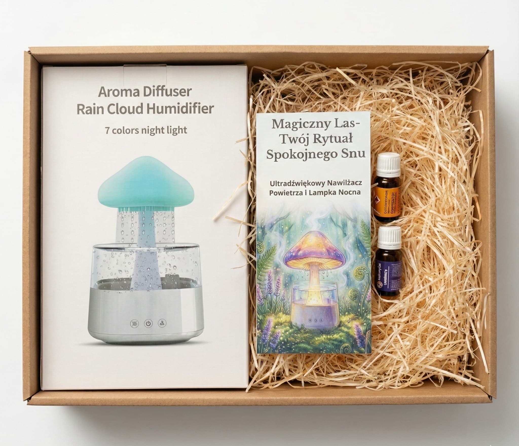 Zestaw Prezentowy "Magiczny Las": Rytuał Spokojnego Snu (Nawilżacz Deszczu + Olejki)